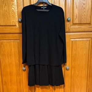 Nina Leonard Black 2 Piece with Long Sleeve Top and Matching Skirt